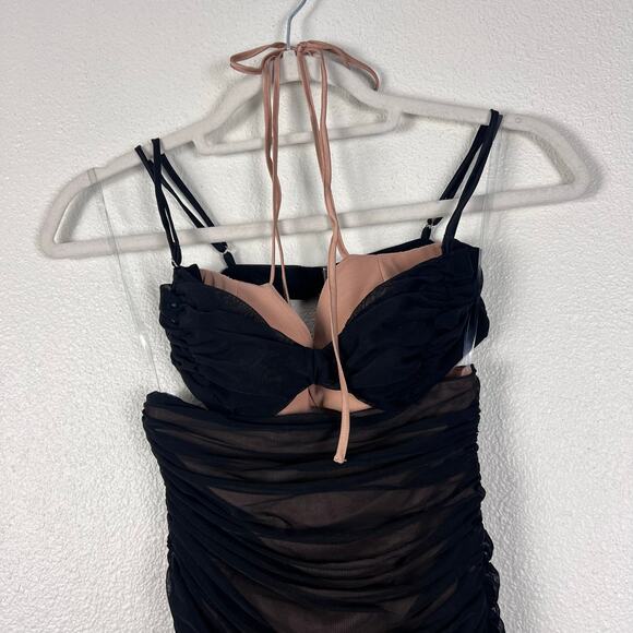 House of CB Tibi Black Ruched Cutout Midi Dress XS - Picture 6 of 10